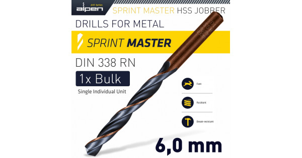 Alpen 62700680100 Jobber Drills Hss-Eco Din 338 Fort Alunit 6 8mm