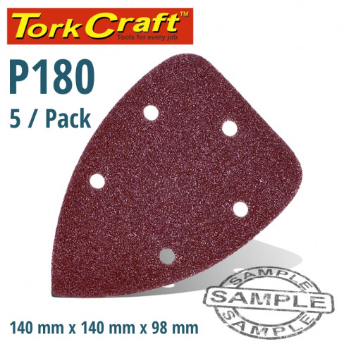 SANDING TRIANGLE 180 GRIT 140 X 140 X 98MM 5/PACK W/H HOOK AND LOOOP