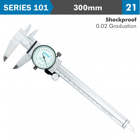 DIAL CALIPER 300MM 0.04MM ACC. 0.02MM GRAD. S/STEEL  SHOCKPROOF