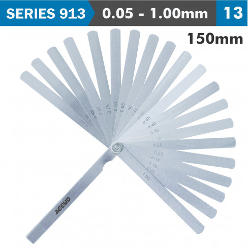LONG FEELER GAUGE 150MM 0.05-1.00 13 LEAVES DIN2275