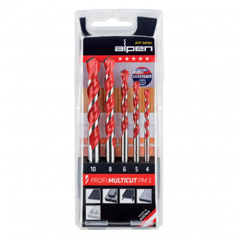 ALPEN MULTICUT DRILL BIT SET 5 PIECE 4 5 6 8 10MM
