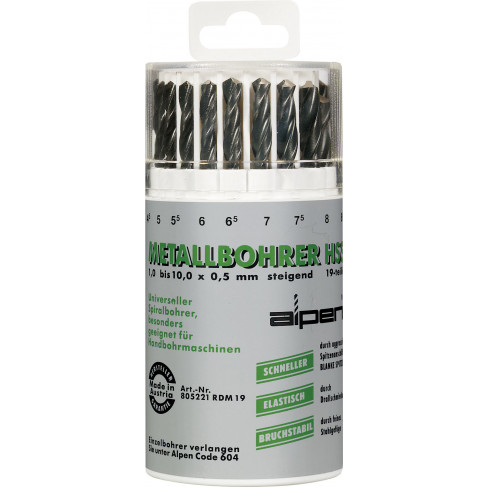 HSS SPRINT MASTER DRILL BIT SET 19 PIECE IN ROUND PLASTIC CONTAINER