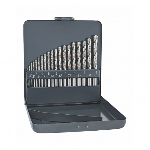 ALPEN PRO 19-PCS HSS-G 1 -10 X 0.5MM METAL CASE 135 SPLIT PNT SET KM19