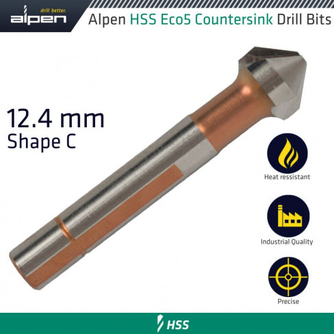 HSS-ECO5 COUNTERSINK 90  12.4 DIN 335 SHAPEC 3-SURFACHE SHANK
