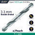 HSS SUPER DRILL BIT DOUBLE ENDED 3.3MM 2/POUCH
