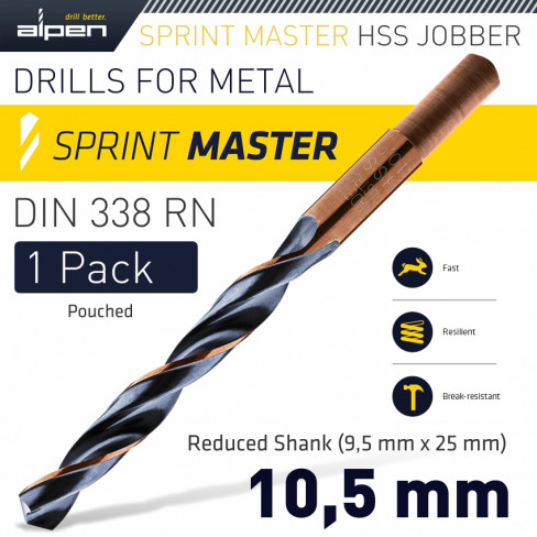 ALPEN SPRINT MASTER 10.5 MM REDUCED SHANK 9.5X25 POUCHED