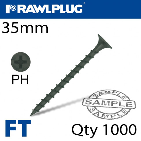DRYWALL SCREW COARSE THREAD 35MM FOR TIMBER BOX OF 1000